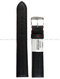 Pasek skórzany do zegarka - Rochet Neptune 7230651 - 18 mm - Czarny czerwone przyszycie