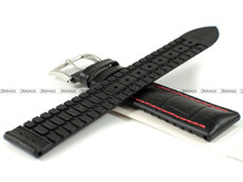 Skórzano-kauczukowy pasek do zegarka Hirsch 00925128052-2-20, 20 mm, Czarny