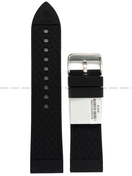 Pasek silikonowy do zegarka - Rochet Birdy 8392401ST - 24 mm - Czarny