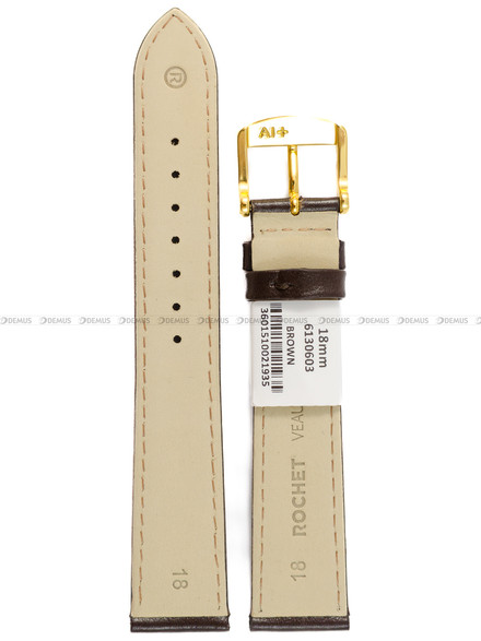 Pasek skórzany do zegarka - Rochet Leeds 6130603 - 18 mm - Brązowy