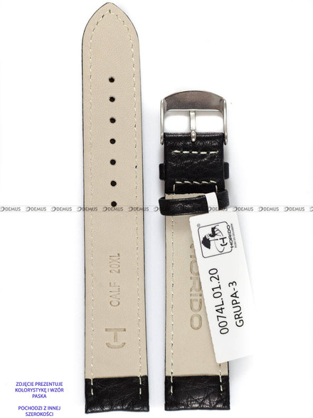 Skórzany pasek do zegarka Horido 0074L.01.22S, 22 mm, Czarny