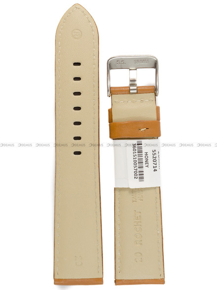 Pasek skórzany do zegarka - Rochet Aviator 5520714 - 20 mm - Brązowy beżowe przyszycie