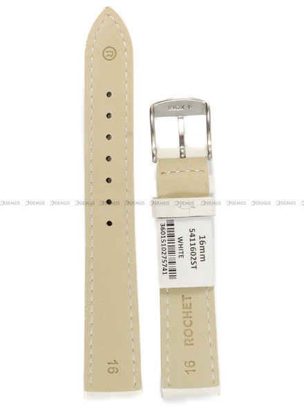 Pasek skórzany do zegarka - Rochet Miami 5411602ST - 16 mm - Biały