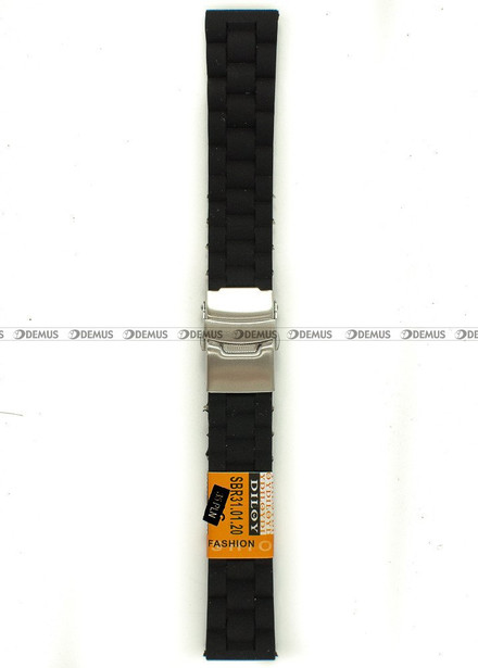 Poliuretanowy pasek do zegarka Diloy SBR31.20.1, 20 mm, Czarny