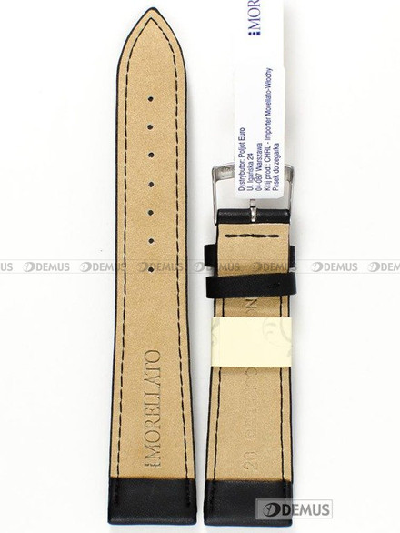 Skórzany pasek do zegarka Morellato A01X4219A97019CR20, 20 mm, Czarny