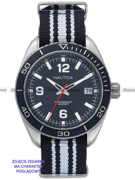 Pasek Nato nylonowy do zegarka Nautica NAPKBN001 - 22 mm - Bez klamerki