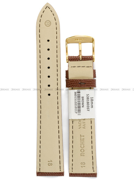 Pasek skórzany do zegarka - Rochet Opaline 5381803ST - 18 mm - Brązowy