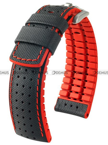 Skórzano-kauczukowy pasek do zegarka Hirsch 0912094050-4-22, 22 mm, Czarny