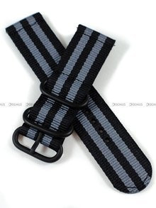 Nylonowy pasek do zegarka Nato PND2.24.1.11, 24 mm, Czarny, Szary