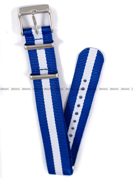 Nylonowy pasek do zegarka Timex PW7C07300, 18 mm, Niebieski, Biały