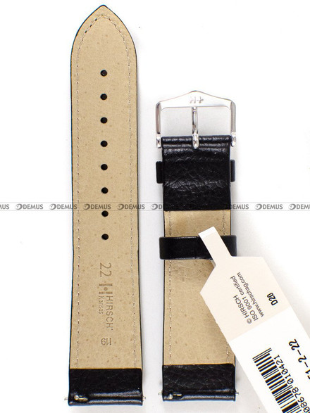Skórzany pasek do zegarka Hirsch 01502051-2-22, 22 mm, Czarny