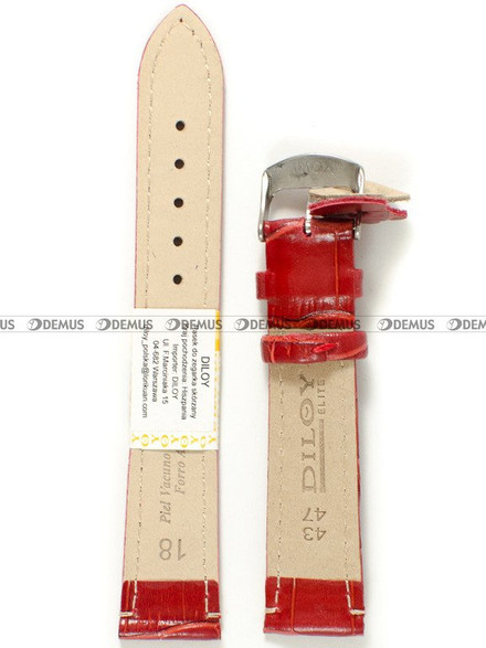 Skórzany pasek do zegarka Diloy 402.18.6, 18 mm, Czerwony