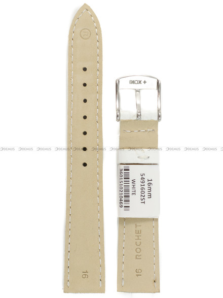 Pasek skórzany do zegarka - Rochet Charleston 5491602ST - 16 mm - Biały