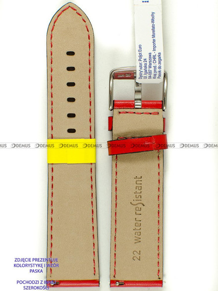 Skórzany pasek do zegarka Morellato A01X5123C03082CR20, 20 mm, Czerwony