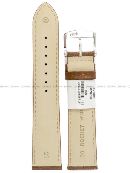 Pasek skórzany do zegarka - Rochet Boston 6020704 - 20 mm - Brązowy