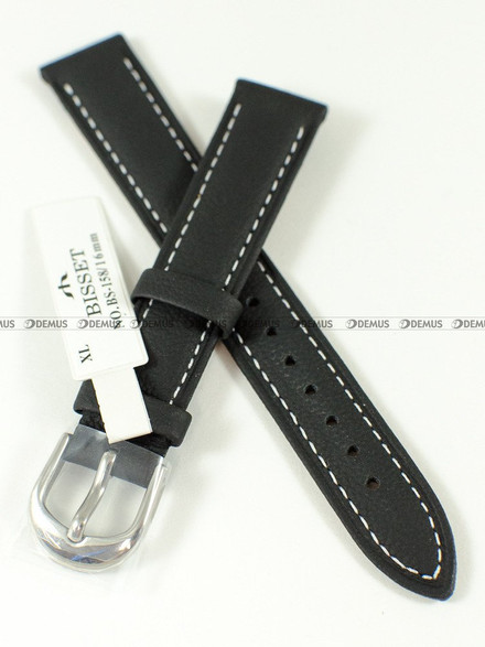 Skórzany pasek do zegarka Bisset BS-158-16-1-7 XL, 16 mm, Czarny