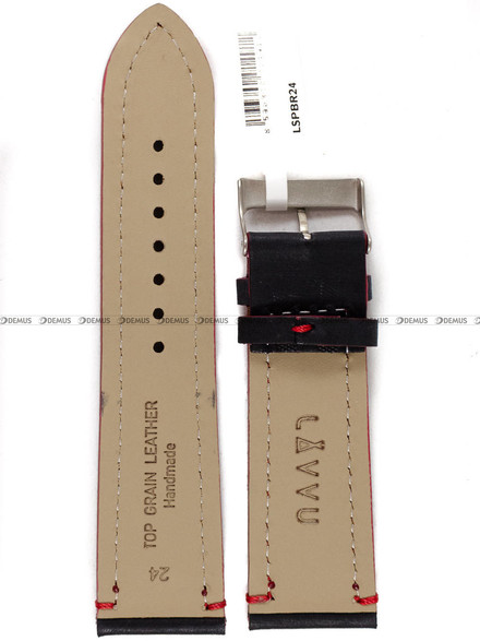 Skórzany pasek do zegarka LAVVU LSPBR24, 24 mm, Czarny