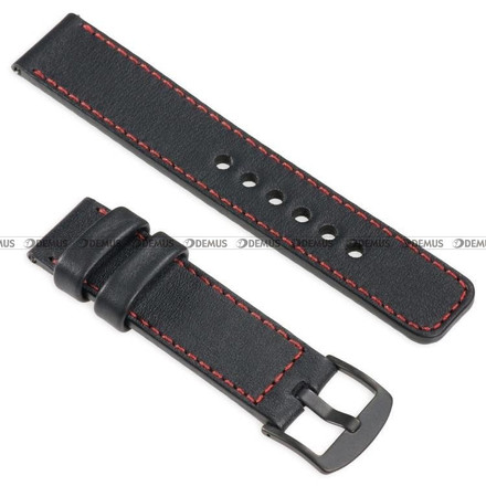 Skórzany pasek do zegarka moVear WQU0C01RE00BKMM18BK, 18 mm, Czarny