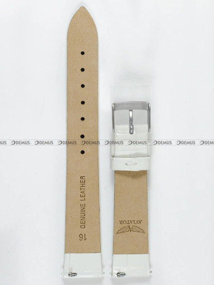 Skórzany pasek do zegarka Aviator Aviator V.1.33.0, 16 mm, Biały