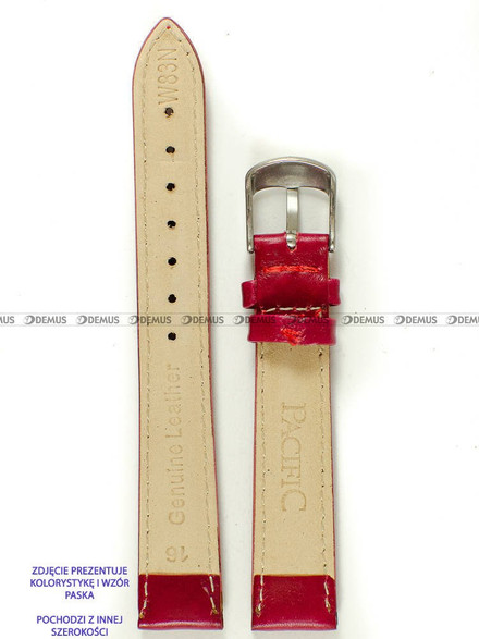 Skórzany pasek do zegarka Pacific W83N.22.4.4, 22 mm, Czerwony