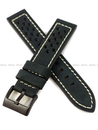 Skórzany pasek do zegarka Horido 9618.01.20S-biała nić, 20 mm, Czarny