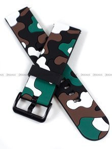 Silikonowy pasek do zegarka Demus PGS1.22.1.2.3.7, 22 mm, Brązowy, Czarny, Biały, Zielony