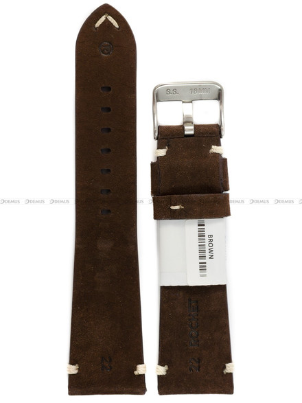 Pasek skórzany do zegarka - Rochet Minnesota 7482203 - 22 mm - Brązowy