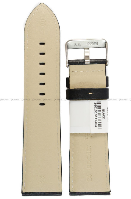 Pasek skórzany do zegarka - Rochet Aviator 5522401 - 24 mm - Czarny beżowe przyszycie