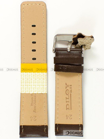 Skórzany pasek do zegarka Diloy 367.24.2, 24 mm, Brązowy