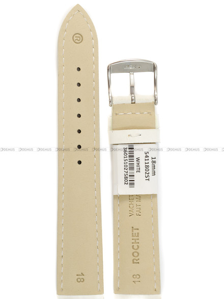 Pasek skórzany do zegarka - Rochet Miami 5411802ST - 18 mm - Biały