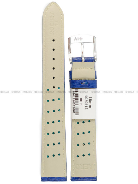 Pasek skórzany do zegarka - Rochet Buffalo 5020512 - 16 mm - Niebieski