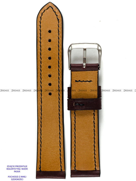 Pasek skórzany ręcznie robiony A. Kucharski Leather - Conceria Puccini Uragano - burgundy/black 22 mm