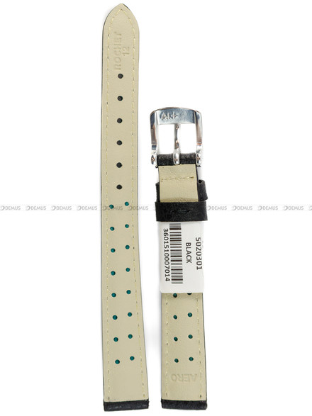 Pasek skórzany do zegarka - Rochet Buffalo 5020301 - 12  mm - Czarny