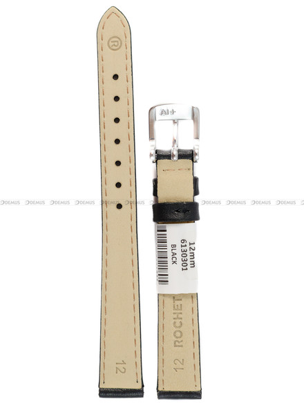 Pasek skórzany do zegarka - Rochet Leeds 6130301 - 12 mm - Czarny