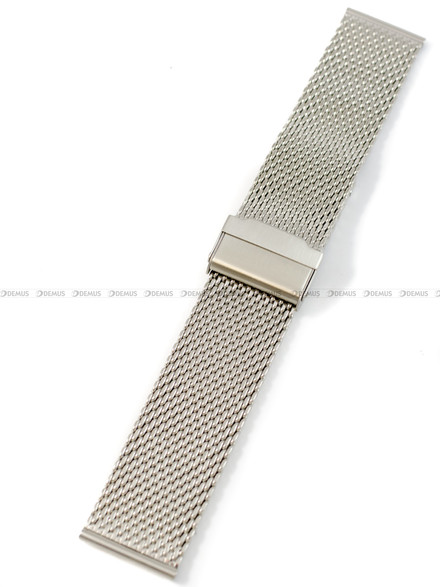 Bransoleta mesh do zegarka - BMS03.24.Z-GSP - 24 mm - z zabezpieczeniem - srebrna