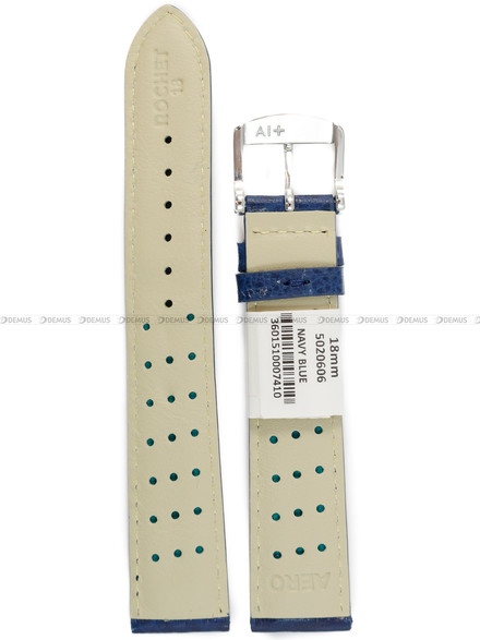 Pasek skórzany do zegarka - Rochet Buffalo 5020606 - 18 mm - Niebieski