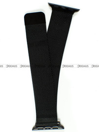 Siateczkowa (mesh), zapinana na magnes bransoleta do zegarka Demus Bra4, 20 mm, Przy kopercie: 38 mm, Czarna