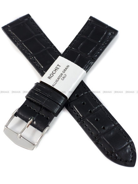 Pasek skórzany do zegarka - Rochet Charleston 5492001ST - 20 mm - Czarny