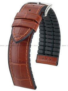 Skórzano-kauczukowy pasek do zegarka Hirsch 0925028070-2-24, 24 mm, Brązowy