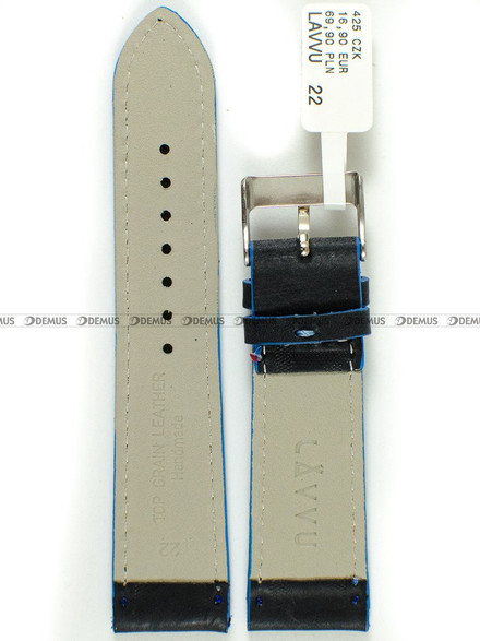 Skórzany pasek do zegarka LAVVU LSPBB22, 22 mm, Czarny