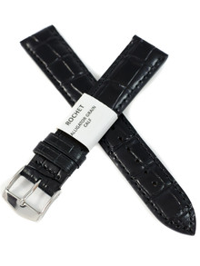 Pasek skórzany do zegarka - Rochet Charleston 5491801ST - 18 mm - Czarny