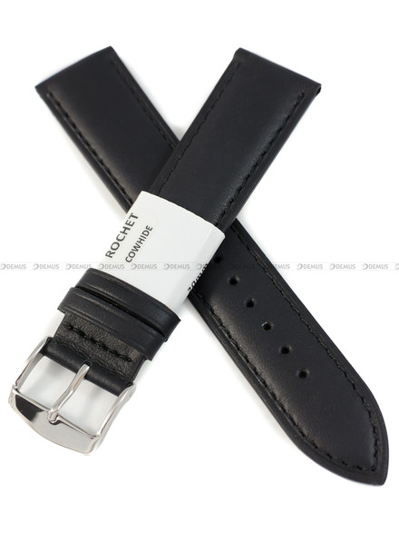 Pasek skórzany do zegarka - Rochet Miami 5412001ST - 20 mm - Czarny