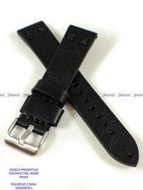 Skórzany pasek do zegarka Pacific W79.22.1.1, 22 mm, Czarny