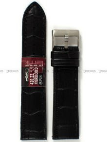 Pasek do zegarka z poliuretanu pokrytego skórą Diloy 420.22.1.1, 22 mm, Czarny