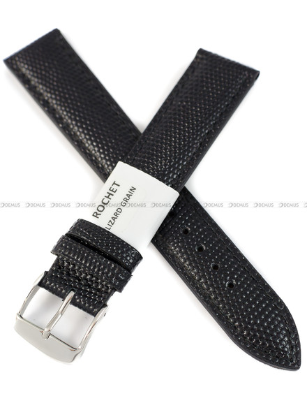 Pasek skórzany do zegarka - Rochet Opaline 5381801ST - 18 mm - Czarny