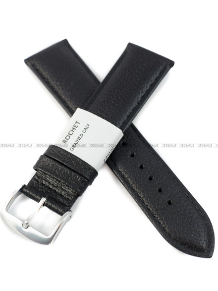 Pasek skórzany do zegarka - Rochet Boston 6020801 - 22 mm - Czarny