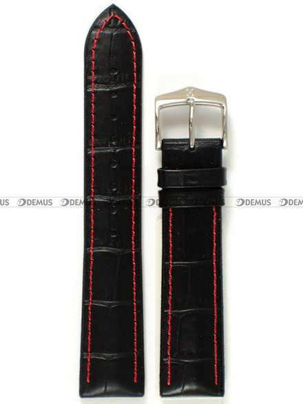 Skórzano-kauczukowy pasek do zegarka Hirsch 00925128052-2-20, 20 mm, Czarny