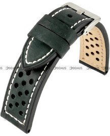 Skórzany pasek do zegarka Horido 9618.01.20S-biała nić, 20 mm, Czarny