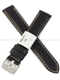 Pasek skórzany do zegarka - Rochet Aviator 5520601 - 18 mm - Czarny beżowe przyszycie