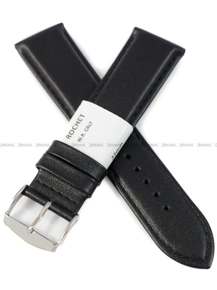 Pasek skórzany do zegarka - Rochet Neptune 7230801 - 22 mm - Czarny